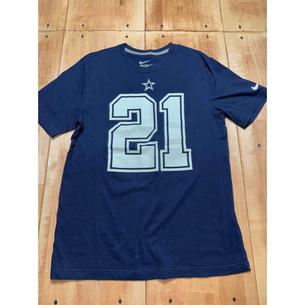 Nike Dallas Cowboys Ezekiel Elliott 21 Navy Blue T Shirt Men's‎ Medium